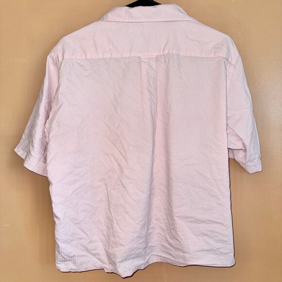 Uniqlo Men's Box Crop Short Sleeve Polo Tee T-Shirt in Pink - Size Large - Picture 9 of 9